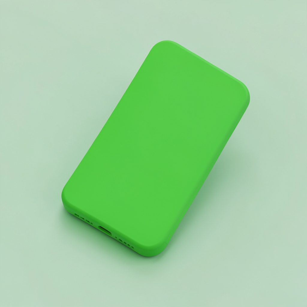 Isometric 3D render of a smartphone displaying a mint green app interface on a soft cream background, gentle and modern mood