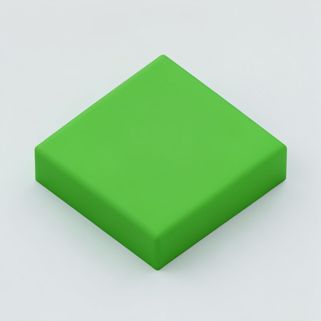 Isometric 3D render of a glossy green and charcoal credit card resting on a soft mint surface, conveying a clean and modern financial mood.