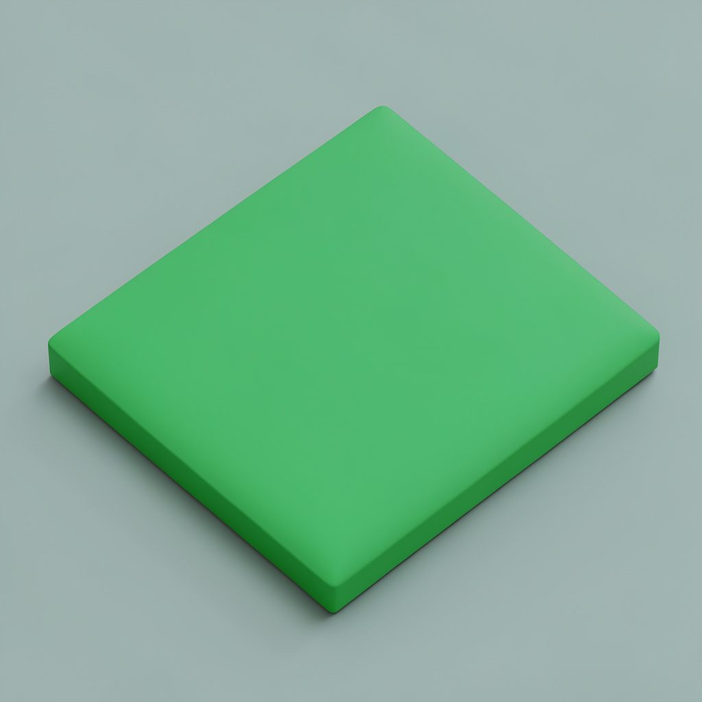 Isometric 3D render of a small desk setup with a green folder, a checkmark document, and a smartphone showing a status result, in soft mint and charcoal tones.